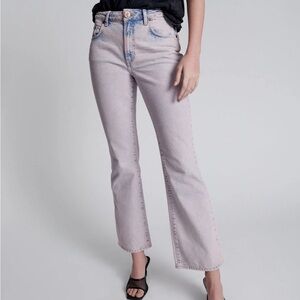 Oneteaspoon Charlie High Waist Slim Flared Denim Jeans Pink Haze 26